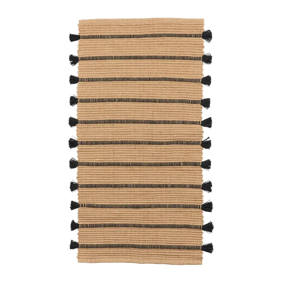 Jute & Natural Fibre Rugs^Broste Copenhagen Ezra rug 70x140 cm, Natural black BeigeBlack
