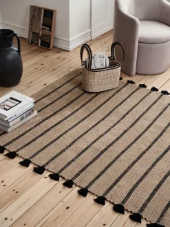 Jute & Natural Fibre Rugs^Broste Copenhagen Ezra rug 70x140 cm, Natural black BeigeBlack