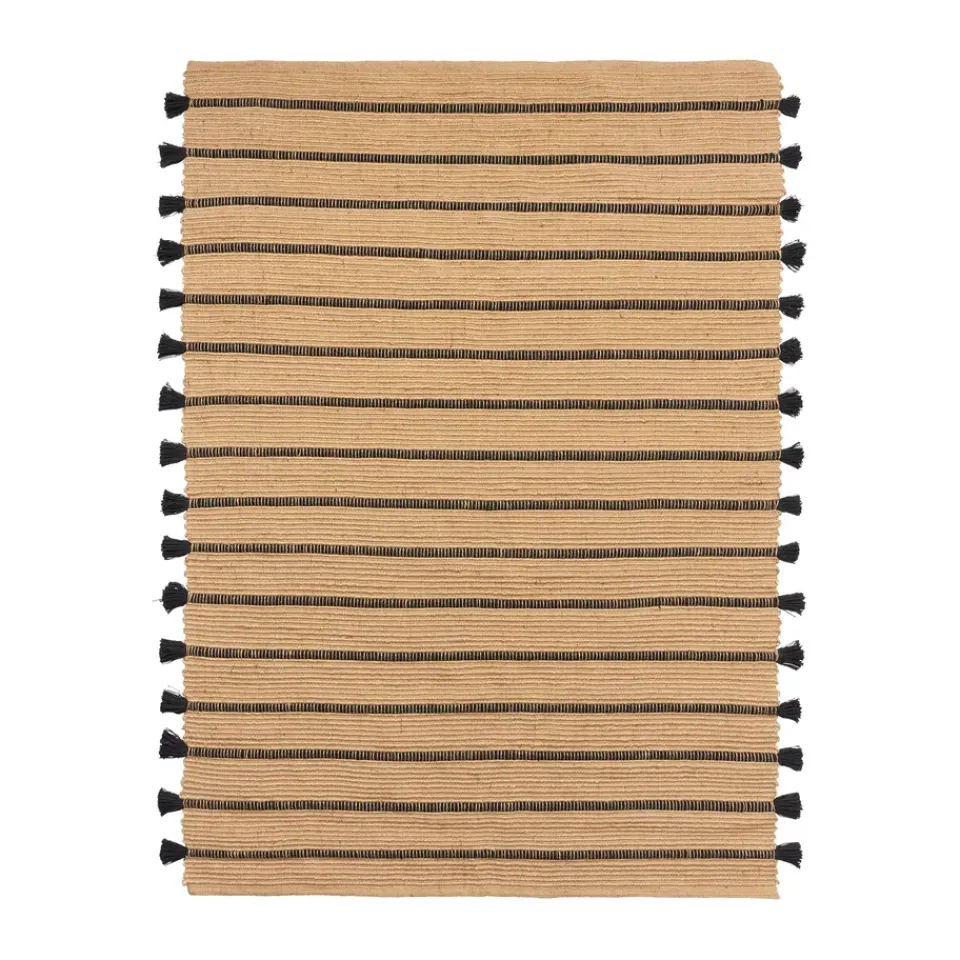 Jute & Natural Fibre Rugs^Broste Copenhagen Ezra rug 140x200 cm, Natural-black BeigeBlack