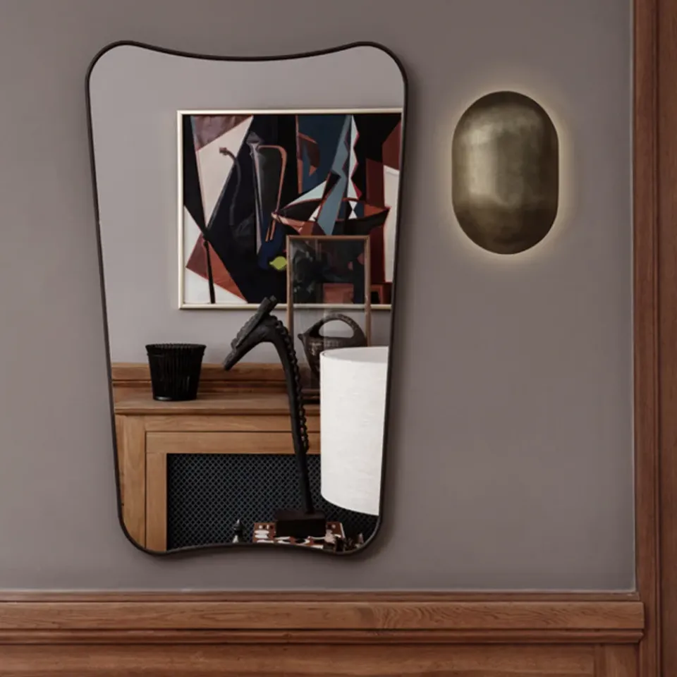 Wall Mirrors^GUBI F.A.33 Mirror, brass, large Black