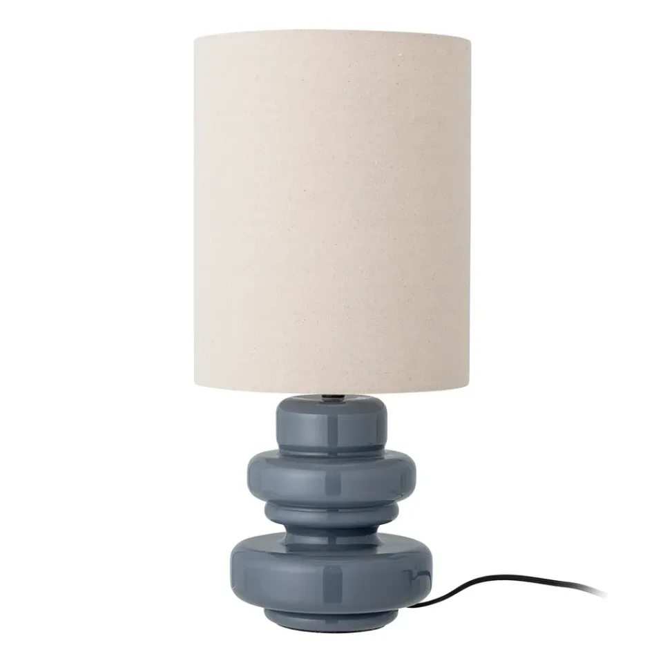 Online Bloomingville Fabiola table lamp Ø24x51 cm, Blue glass-linen BlueWhite