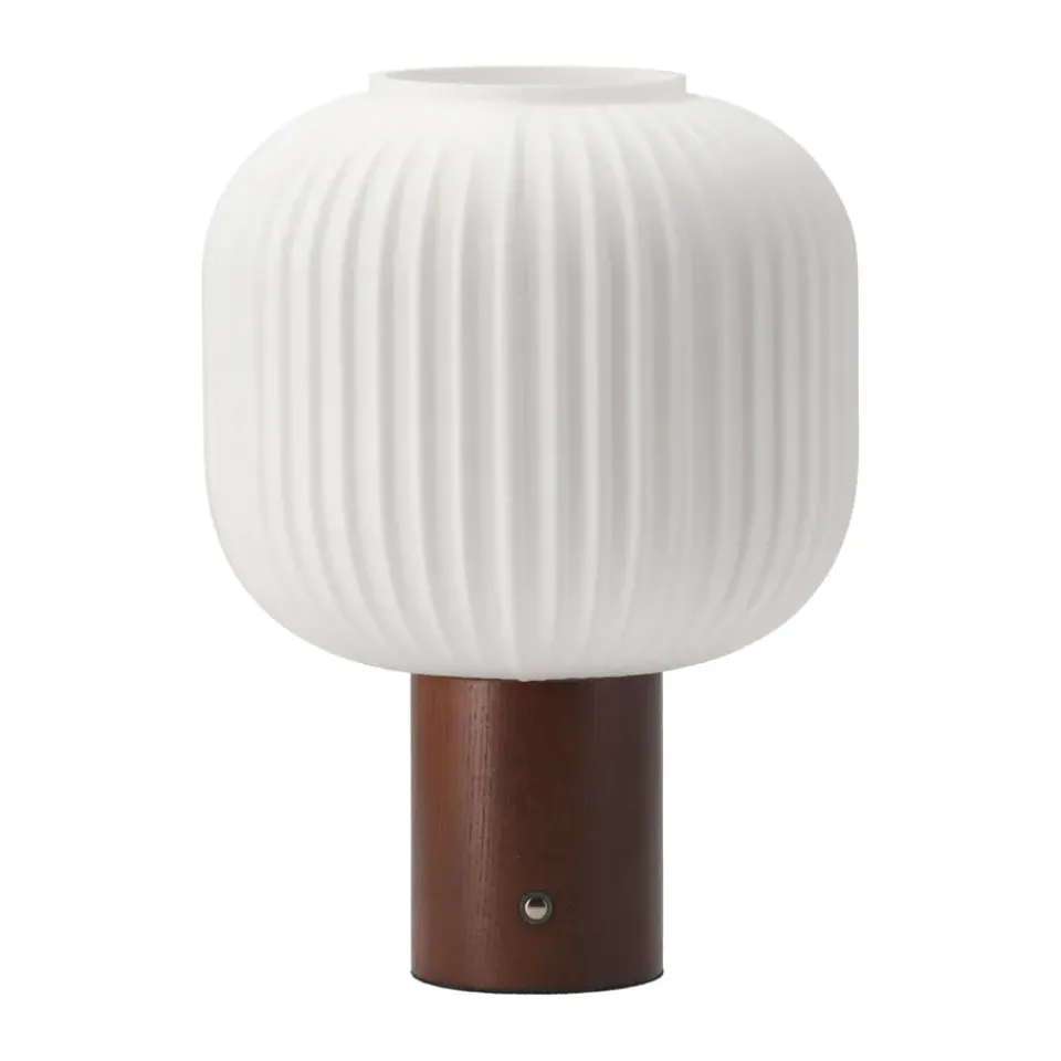 Sale Scandi Living Fair portable table lamp, Frosted glass-dark stained ash WhiteBeige