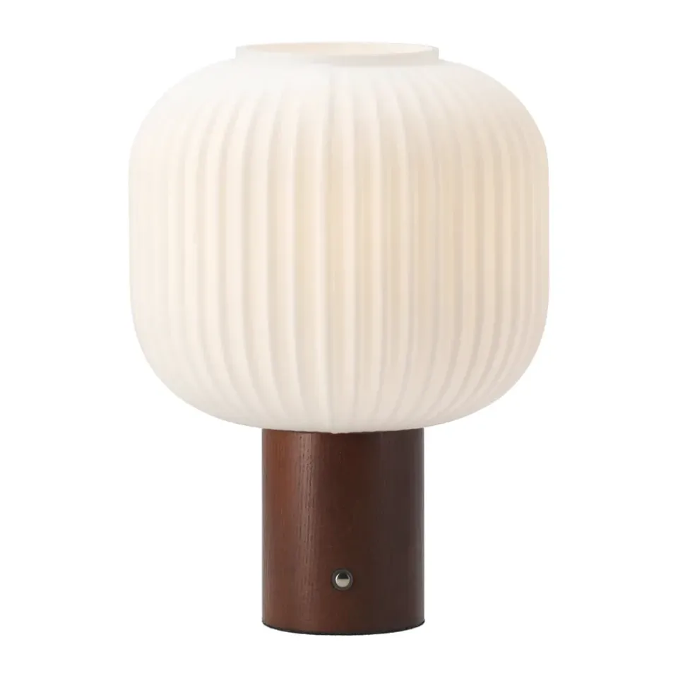 Sale Scandi Living Fair portable table lamp, Frosted glass-dark stained ash WhiteBeige