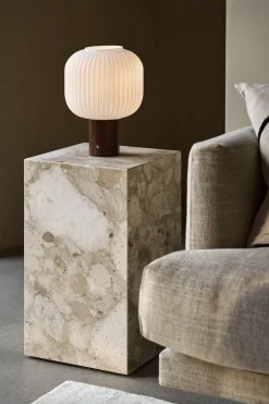 Sale Scandi Living Fair portable table lamp, Frosted glass-dark stained ash WhiteBeige