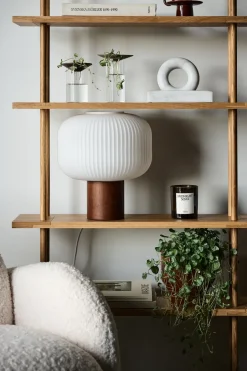 Outlet Scandi Living Fair table lamp 34.5 cm, Frosted glass-dark stained ash BrownWhite