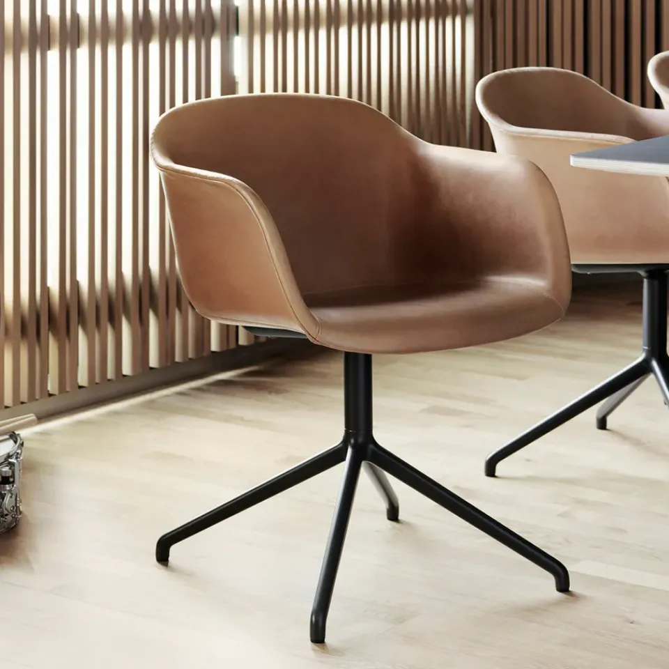 Office Chairs^Muuto Fiber armchair office chair swivel base with return, -anthracite base Black
