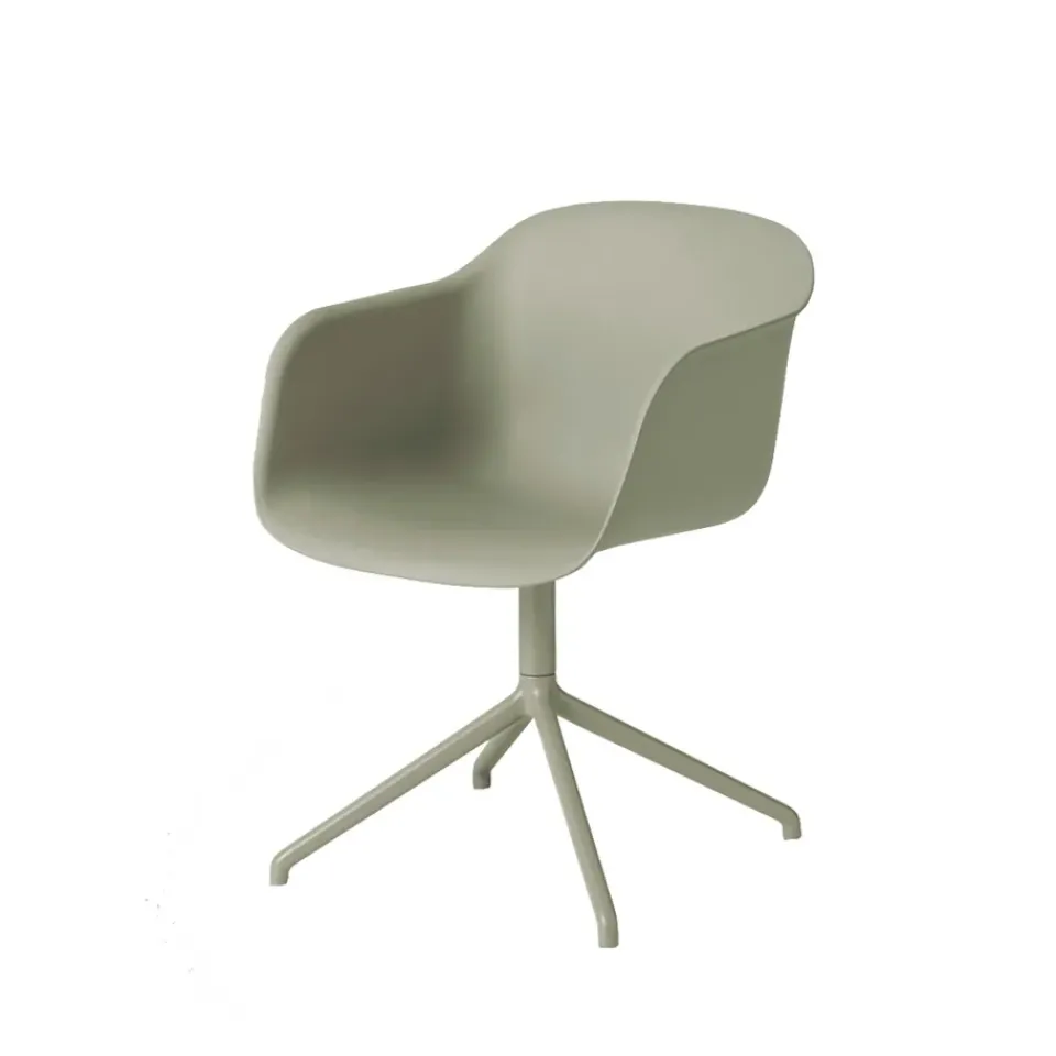 Outlet Muuto Fiber armchair office chair swivel base with return, Dusty , base Green