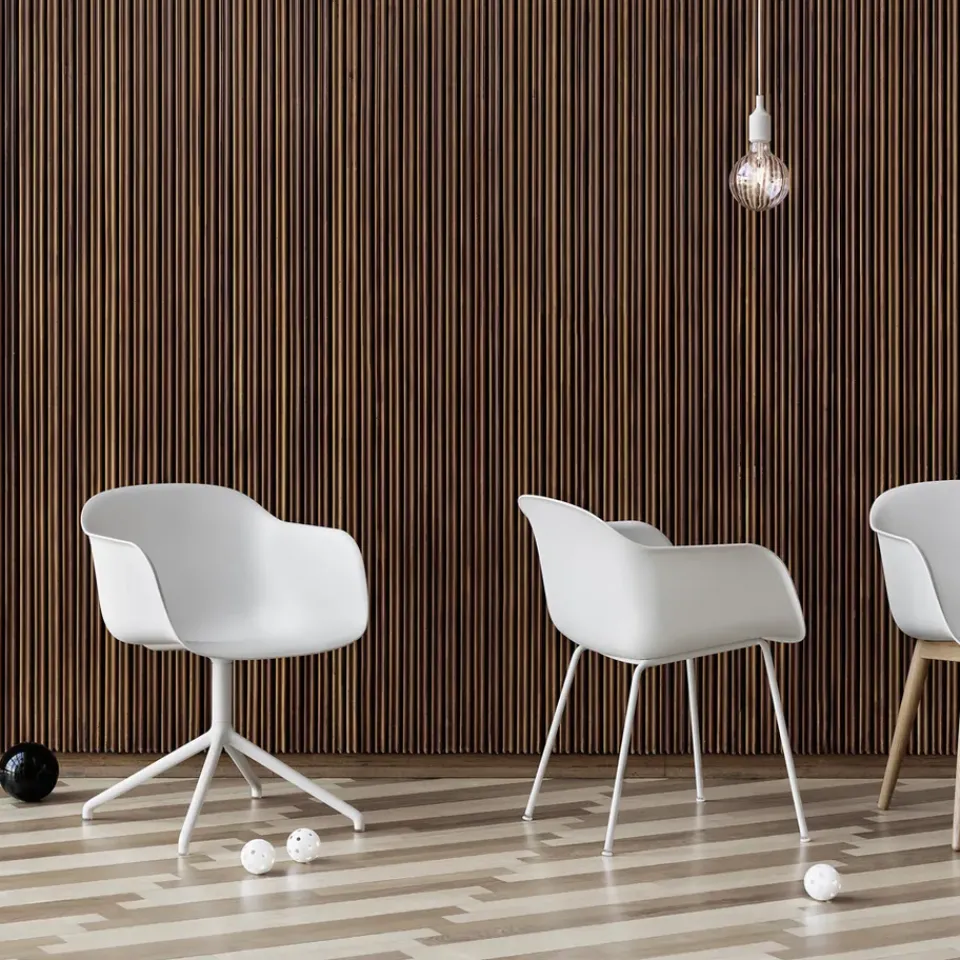 Outlet Muuto Fiber armchair office chair swivel base with return, Dusty , base Green