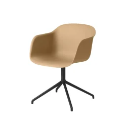 Office Chairs^Muuto Fiber armchair office chair swivel base with return, Ochre-anthracite black Beige