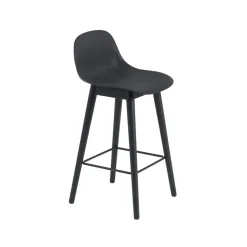 Bar Stools^Muuto Fiber barstool with backrest 65 cm, - legs Black