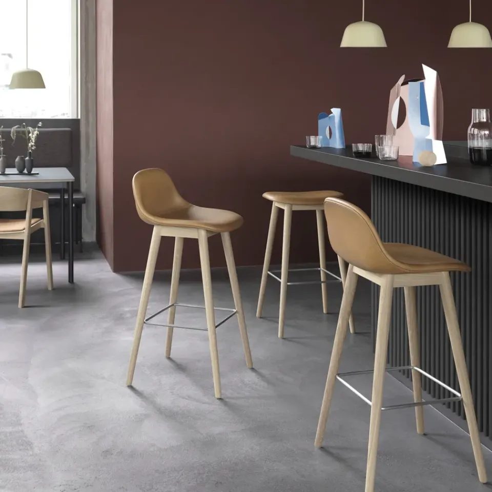 Bar Stools^Muuto Fiber barstool with backrest 65 cm, - legs Black