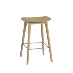 Hot Muuto Fiber counter stool 65 cm, Ochre, oak legs Yellow