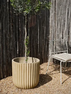 Clearance Broste Copenhagen Fiber flower pot Ø50 cm, Antique Beige