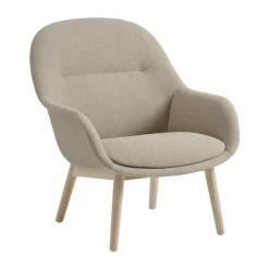 Muuto Fiber Lounge armchair with oak legs, Ecriture 240-grey Beige
