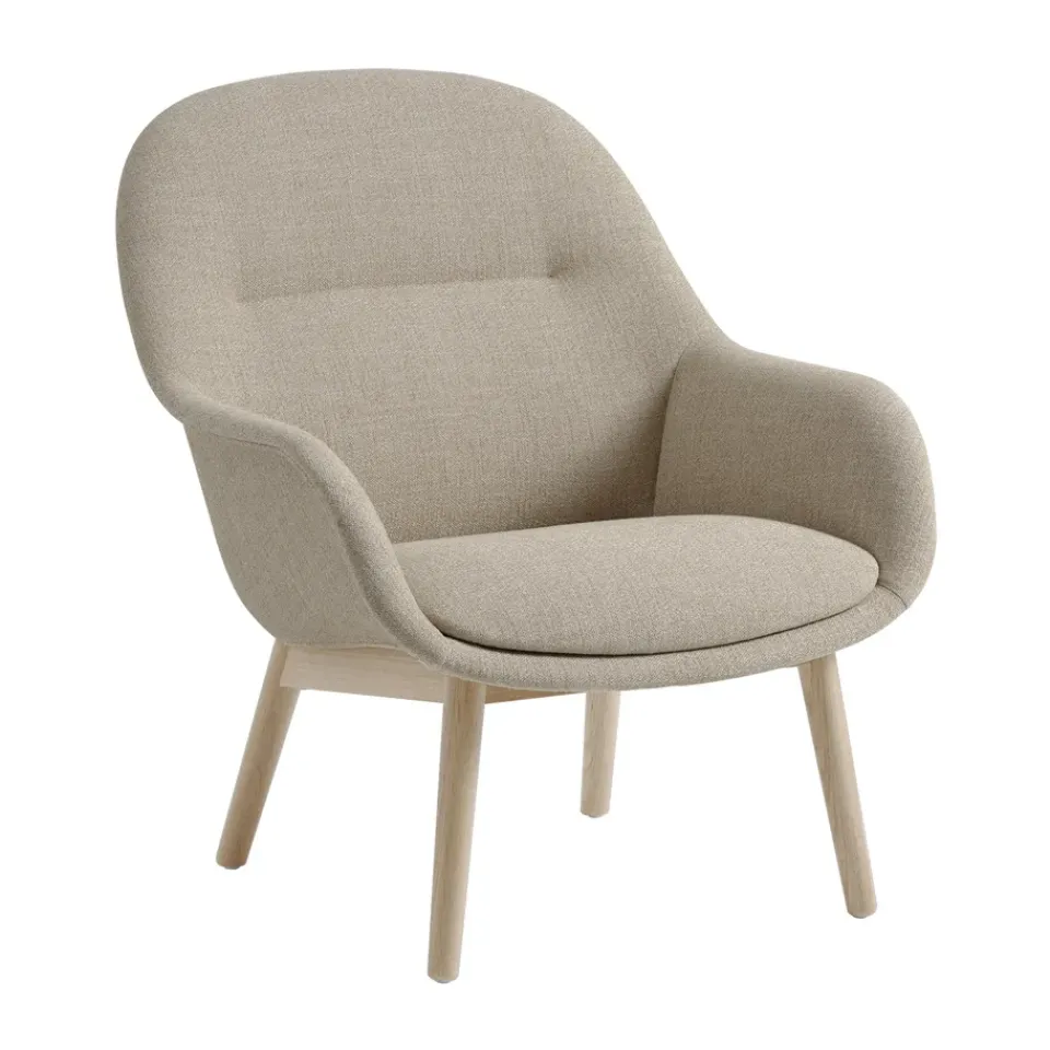 Muuto Fiber Lounge armchair with oak legs, Ecriture 240-grey Beige