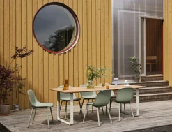 Muuto Fiber Outdoor side chair with steel legs, Dusty Green