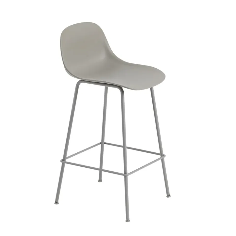 Bar Stools^Muuto Fiber Tube Bar Chair With Back Rest 65 Cm, Grey