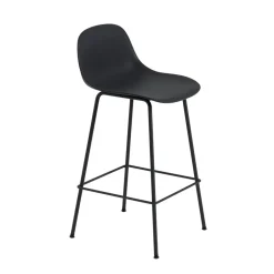 Clearance Muuto Fiber Tube Bar Chair With Back Rest 65 Cm, Black