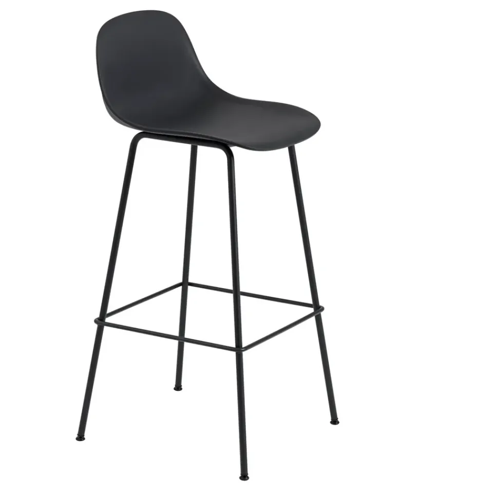 Sale Muuto Fiber Tube Bar Chair With Back Rest 75 Cm, Black