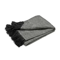 Cotton Blankets & Throws^Etol Design Fishbone throw, Black