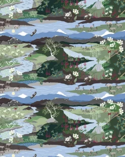 Sale Arvidssons Textil Fjällvandring fabric, Blue-green BlueGreyGreen