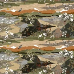 Outlet Arvidssons Textil Fjällvandring fabric, green-rust Multi