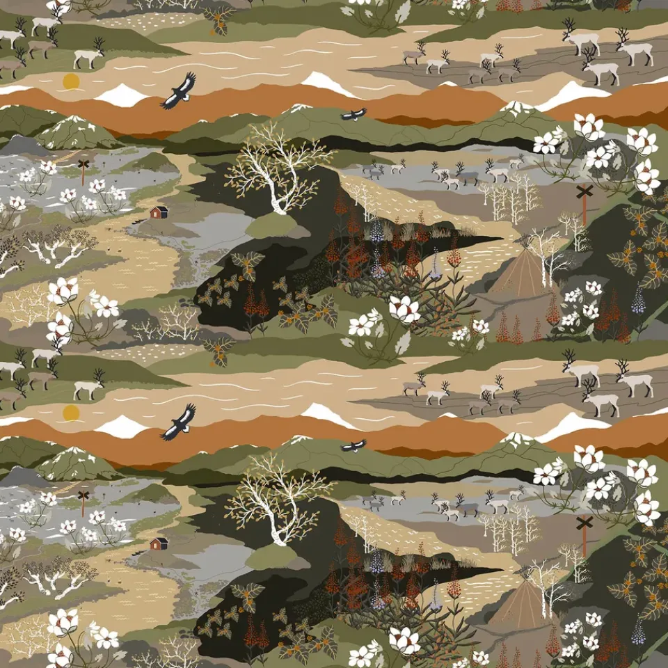 Outlet Arvidssons Textil Fjällvandring fabric, green-rust Multi