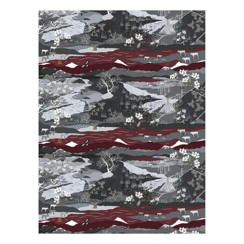 Outlet Arvidssons Textil Fjällvandring oilcloth, grey-burgundy GreyRed