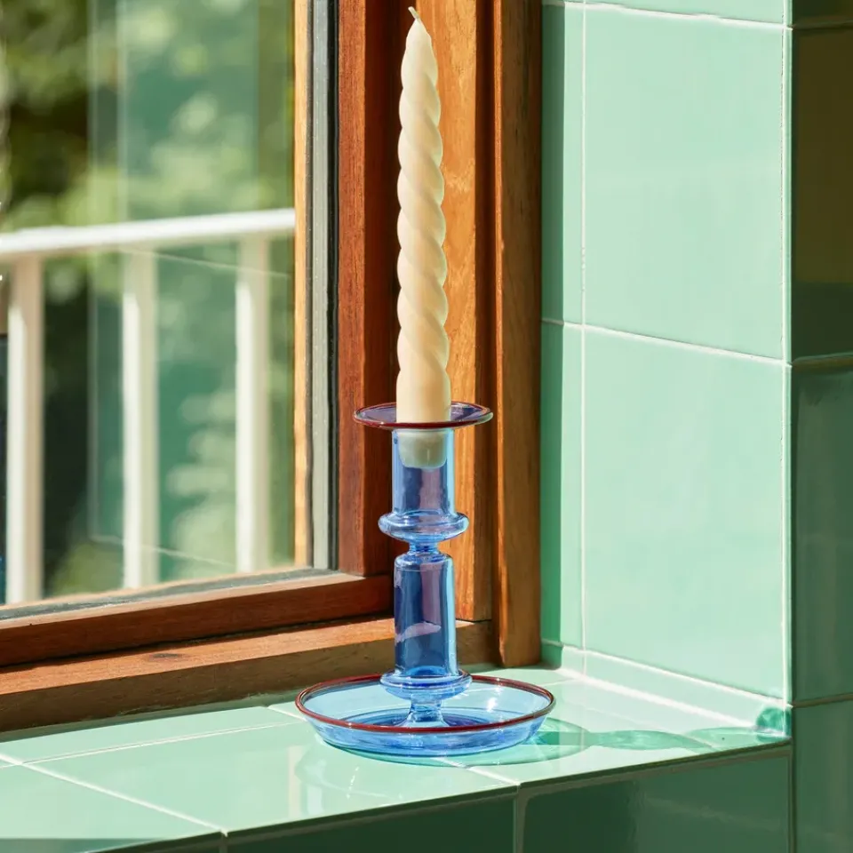 Clearance HAY Flare medium candle sticks, light -red Blue