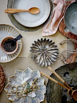 Deep Plates^Bloomingville Fleur pasta plate Ø22 cm, Natural BeigeGreen