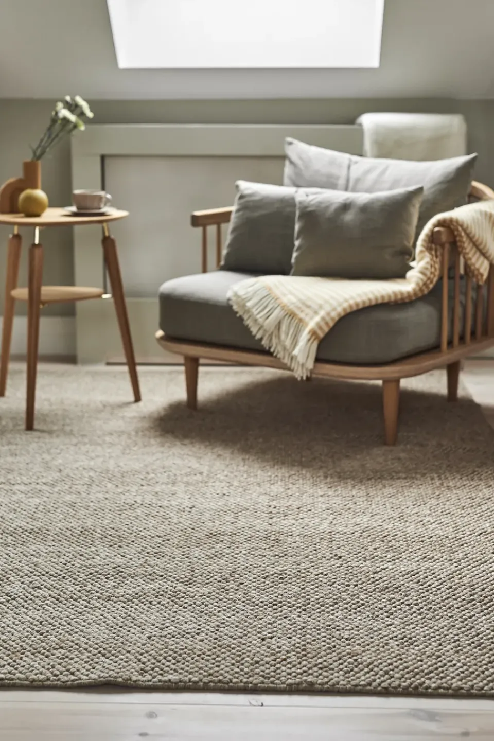 Scandi Living Flock wool carpet , 200x300 cm Beige