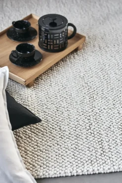 Outlet Scandi Living Flock wool rug natural , 170x240 cm White