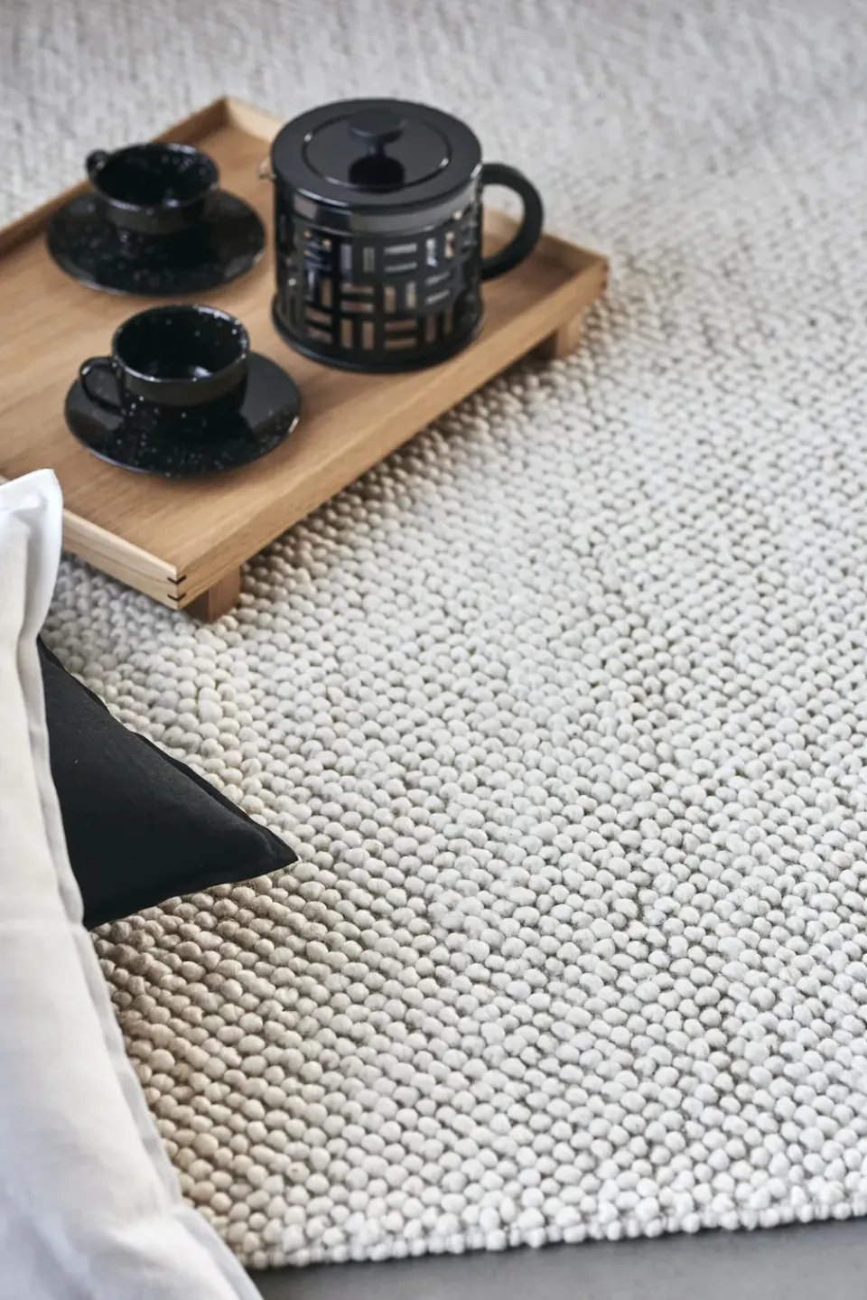 Outlet Scandi Living Flock wool rug natural , 170x240 cm White