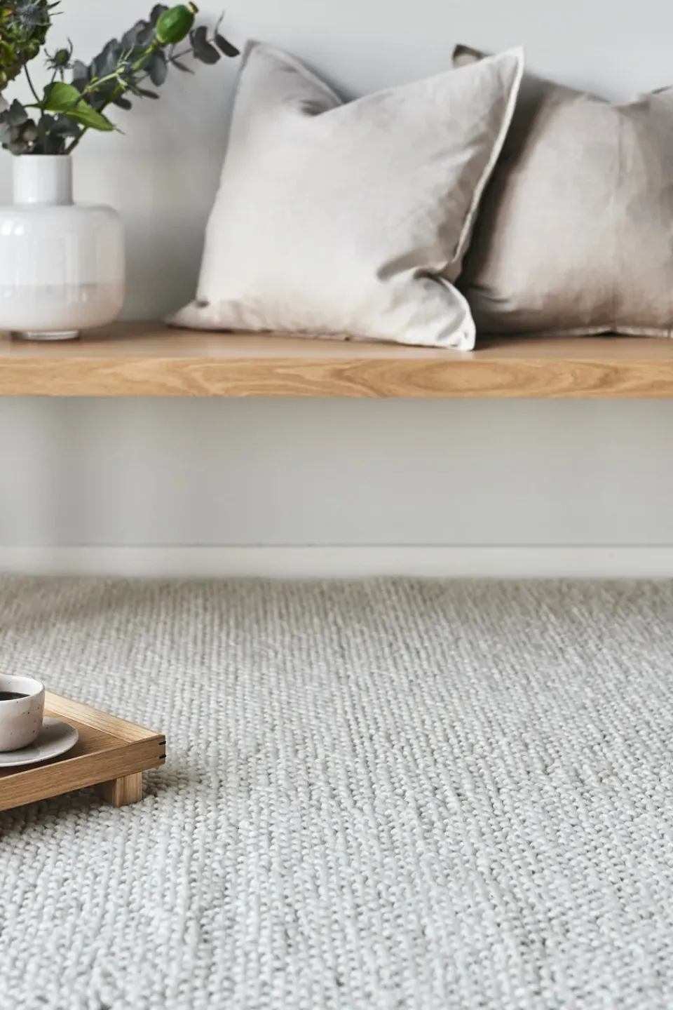 Outlet Scandi Living Flock wool rug natural , 170x240 cm White