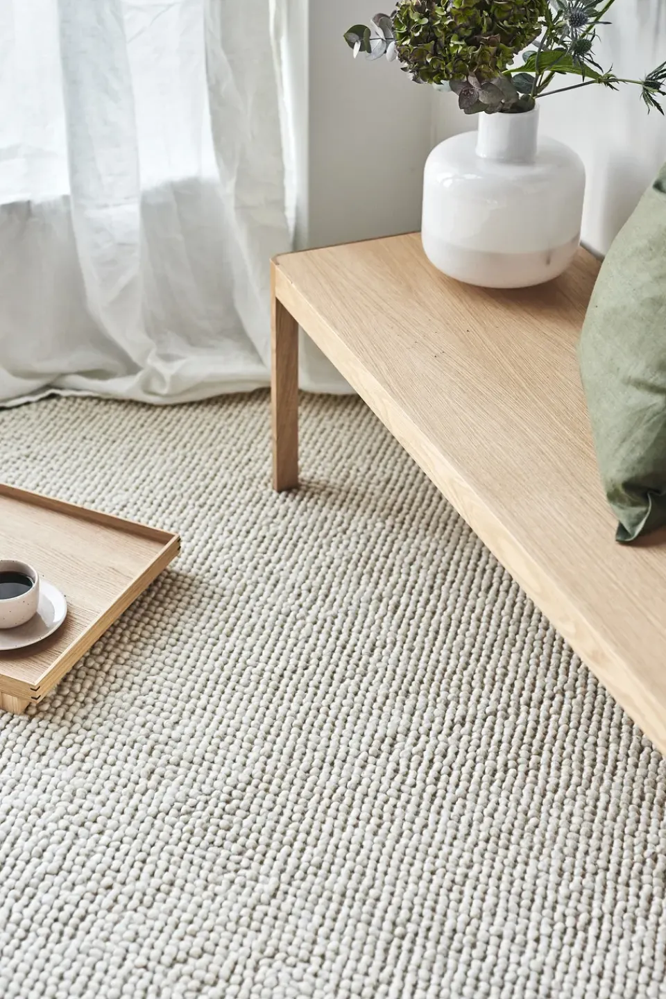 Outlet Scandi Living Flock wool rug natural , 170x240 cm White