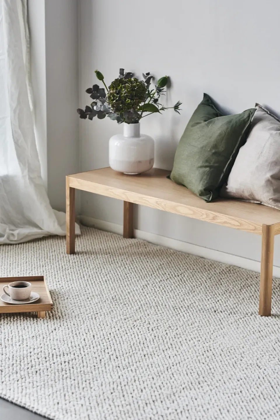Outlet Scandi Living Flock wool rug natural , 170x240 cm White
