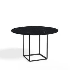 Dining Tables^New Works Florence round dining table, marquina marble. ø120 cm. stand Black
