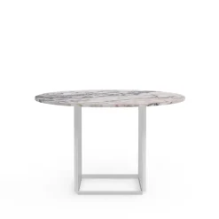 Discount New Works Florence round dining table, viola marble. ø120 cm. stand White