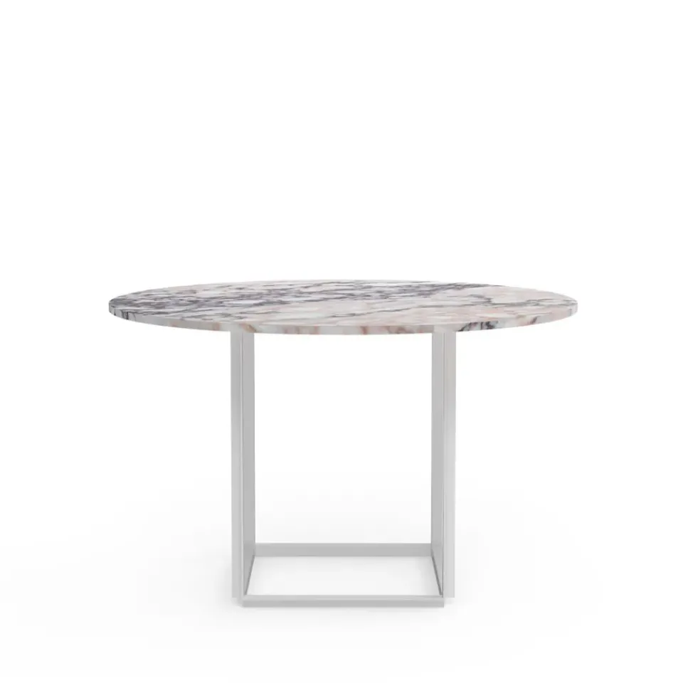 Discount New Works Florence round dining table, viola marble. ø120 cm. stand White