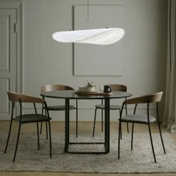 Discount New Works Florence round dining table, viola marble. ø120 cm. stand White