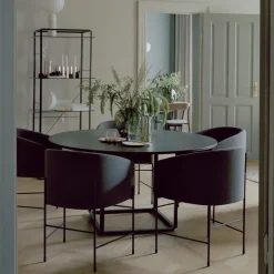 Discount New Works Florence round dining table, viola marble. ø120 cm. stand White