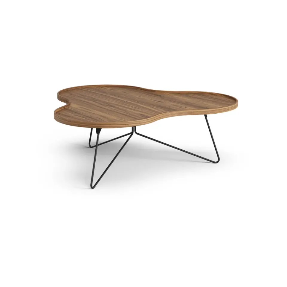 Clearance Swedese Flower mono table Special Edition 107x114 cm, H39 cm-lacquered walnut-black lacquered steel Brown