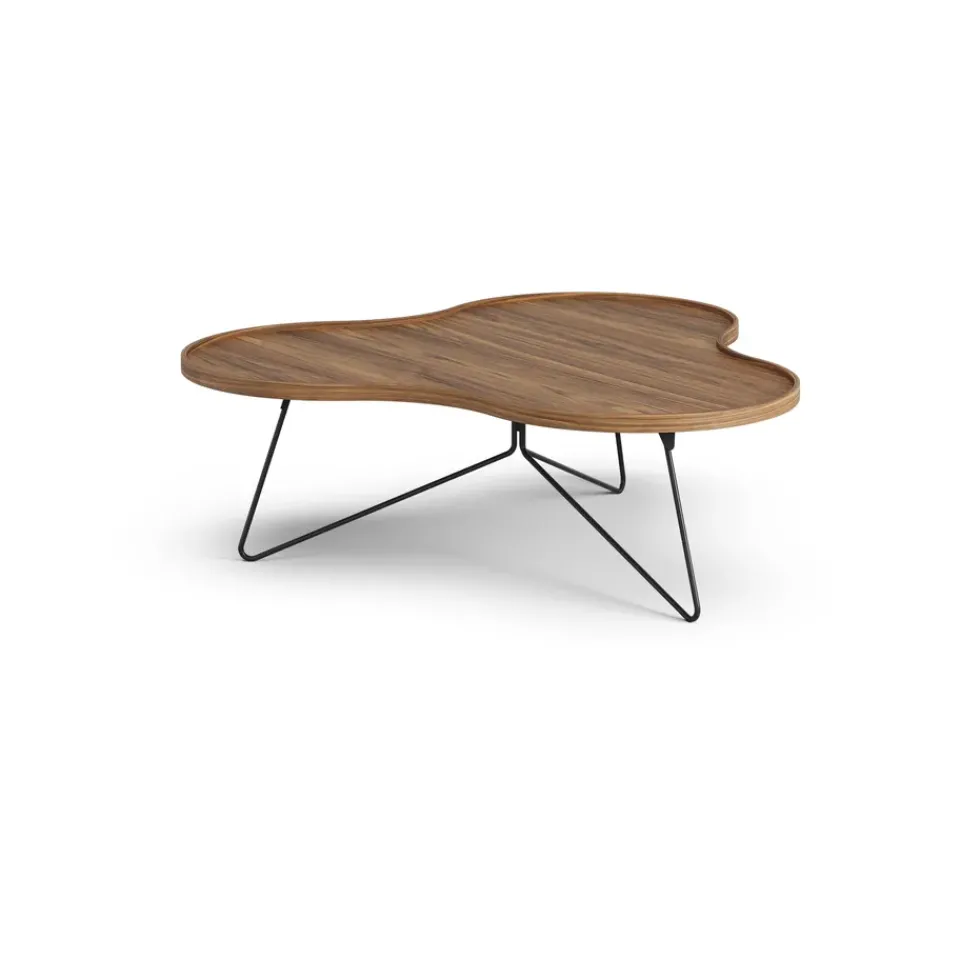 Clearance Swedese Flower mono table Special Edition 107x114 cm, H39 cm-lacquered walnut-black lacquered steel Brown