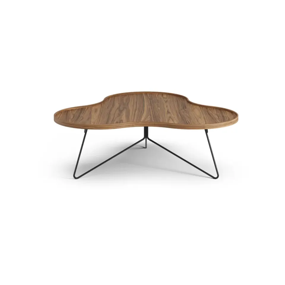 Clearance Swedese Flower mono table Special Edition 107x114 cm, H39 cm-lacquered walnut-black lacquered steel Brown