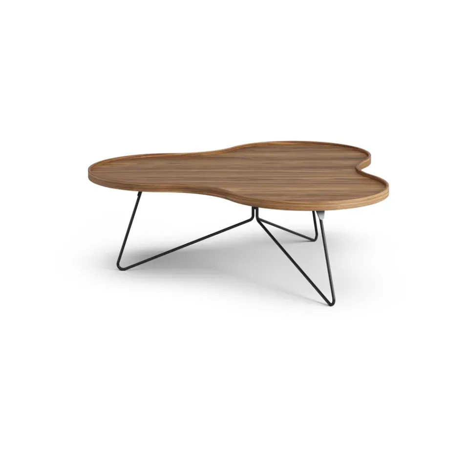 Clearance Swedese Flower mono table Special Edition 107x114 cm, H39 cm-lacquered walnut-black lacquered steel Brown