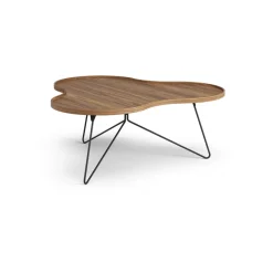 Outlet Swedese Flower mono table Special Edition 107x114 cm, H45 cm-lacquered walnut-black lacquered steel Brown