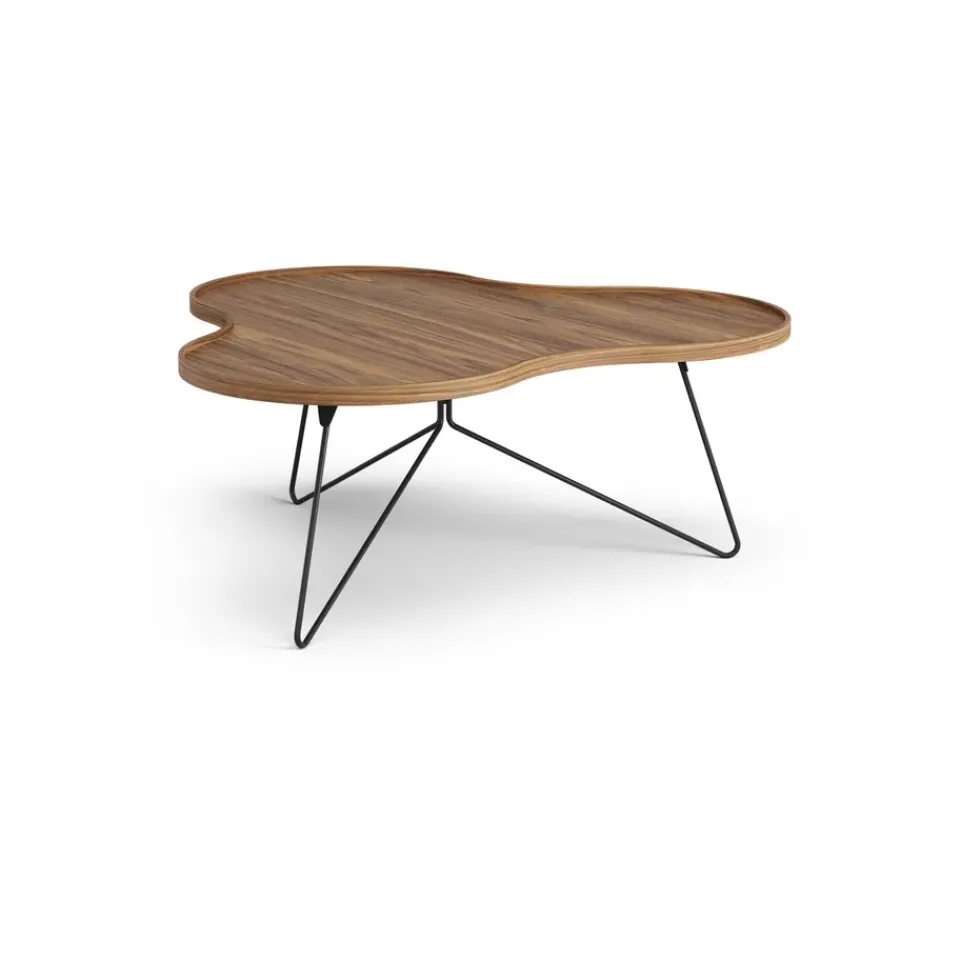 Outlet Swedese Flower mono table Special Edition 107x114 cm, H45 cm-lacquered walnut-black lacquered steel Brown