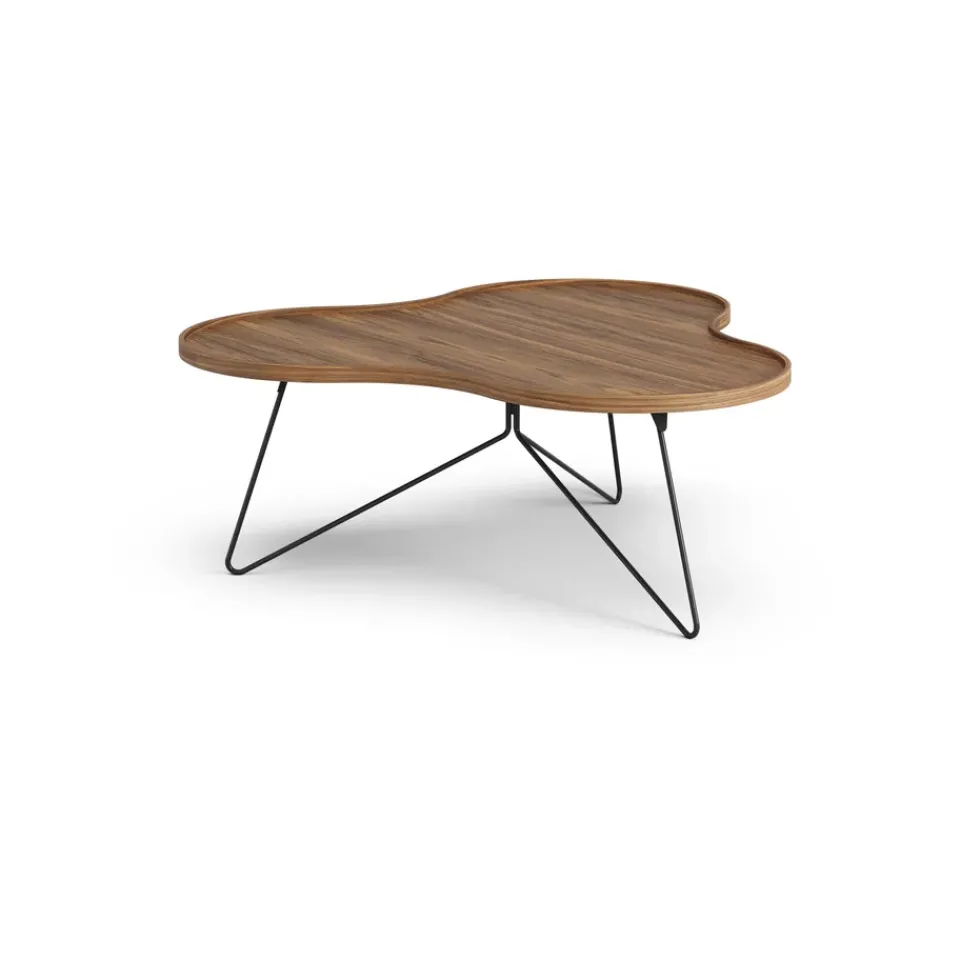 Outlet Swedese Flower mono table Special Edition 107x114 cm, H45 cm-lacquered walnut-black lacquered steel Brown