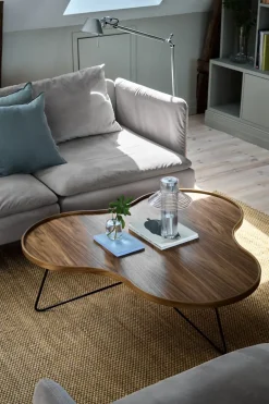 Outlet Swedese Flower mono table Special Edition 107x114 cm, H45 cm-lacquered walnut-black lacquered steel Brown