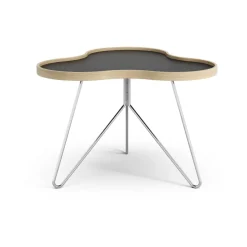 Coffee Tables^Swedese Flower table 62x66 cm, 45 cm, -oak edge-chrome base Black